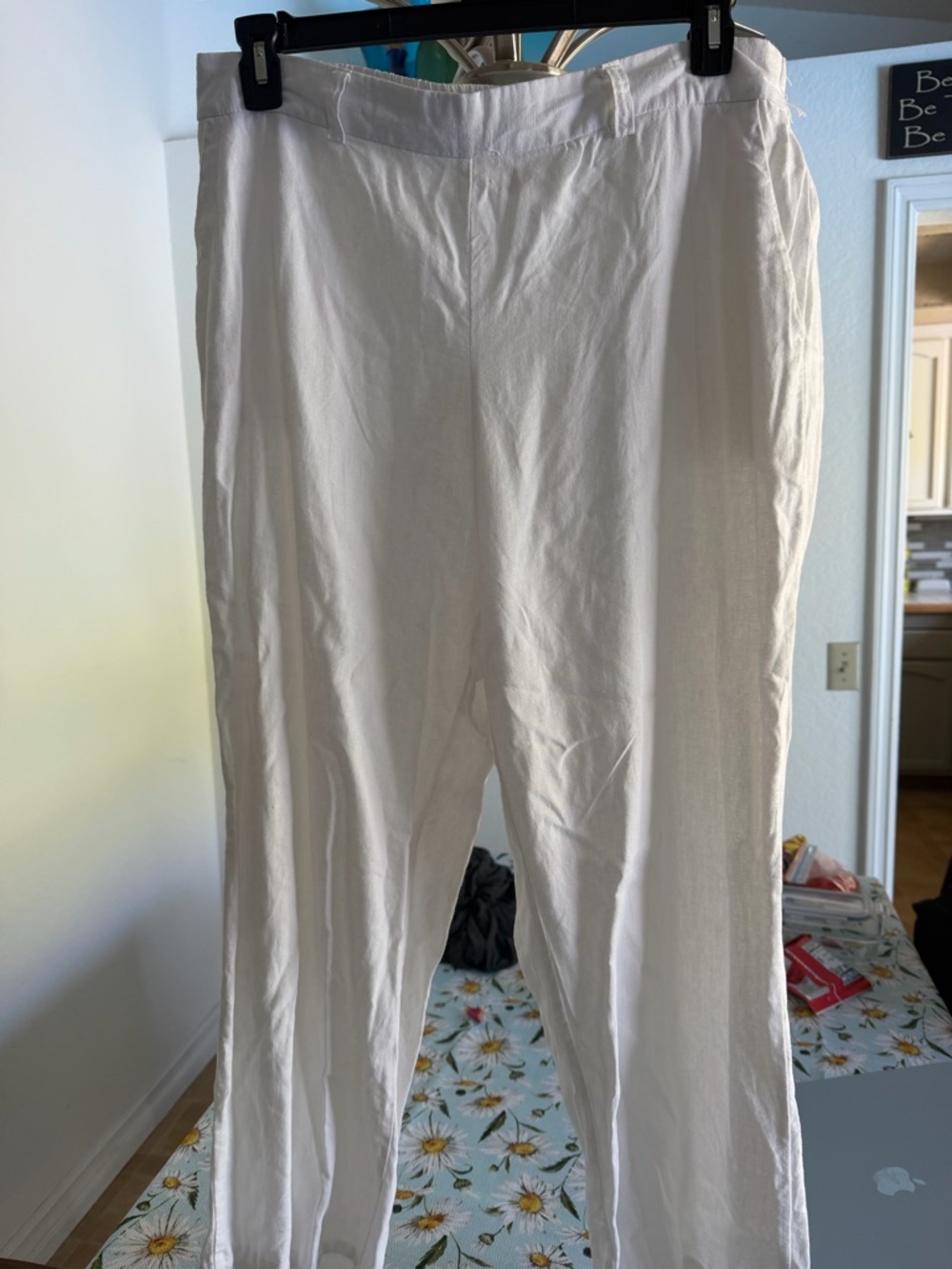 Men's White Linen-Blend Chinos